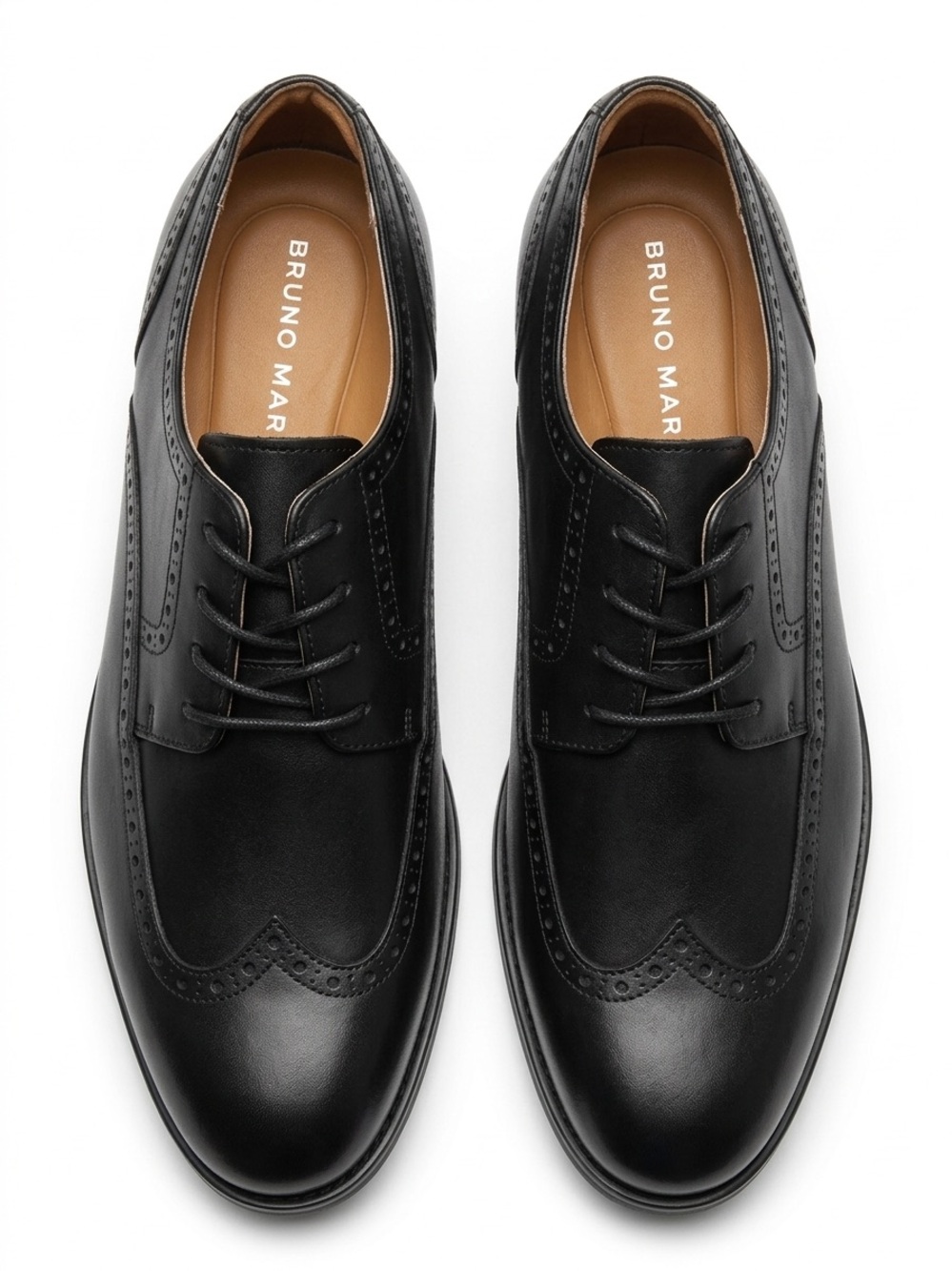 Bruno Marc Men's Black Leather Wingtip Derby